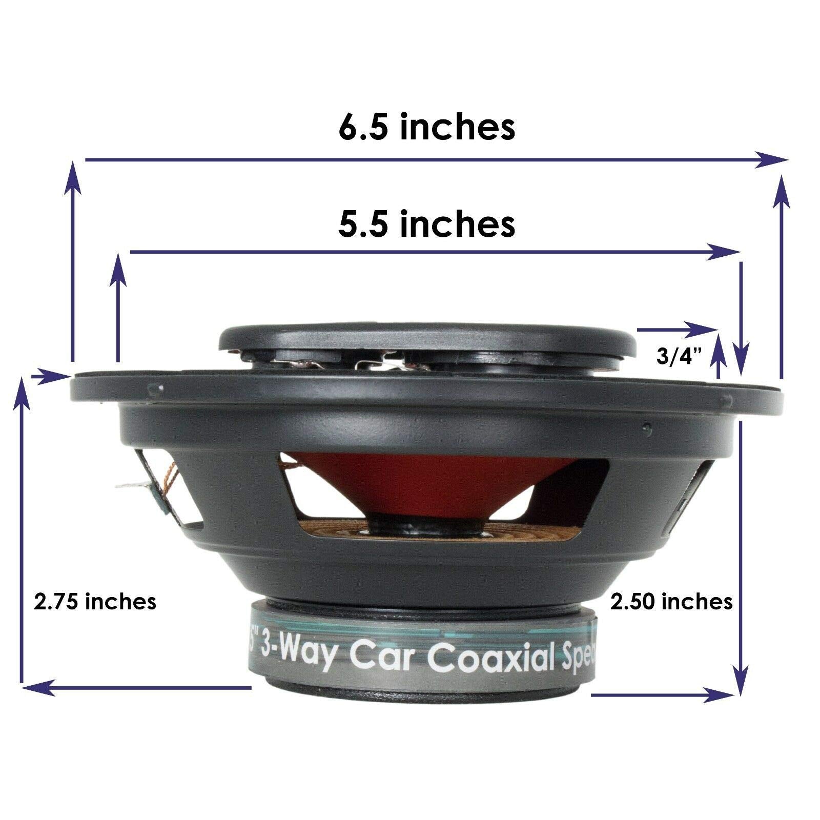 Pair Of Audiobank 6.5'' 400 Watt 3 Way Red Car Audio Stereo Coaxial Speakers   Ab1670 (2 Speakers)